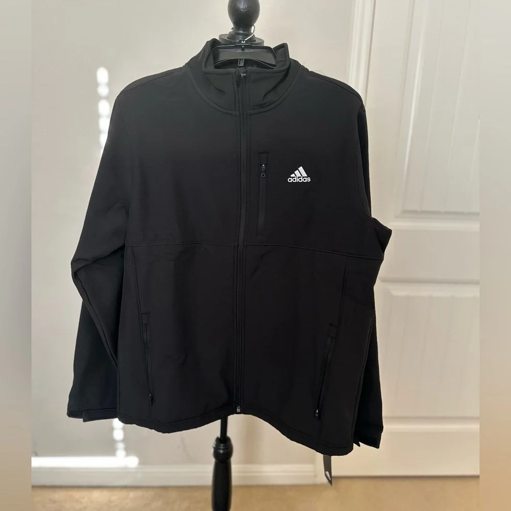 Adidas Golf Softshell, Fleece Lined, Full Zip Golf Jacket Black Medium. NWT.
